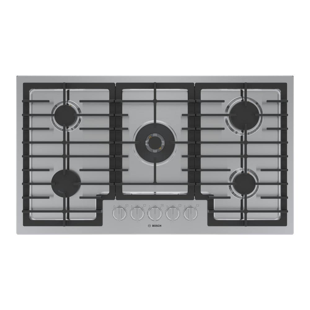 800 Series 36 in. Gas Cooktop in Stainless Steel with 5-FlameSelect Burners including 17,000 BTU Dual-Flame Burner