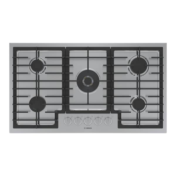 Bosch 800 Series 36 in. Gas Cooktop in Stainless Steel with 5-FlameSelect Burners including 17,000 BTU Dual-Flame Burner