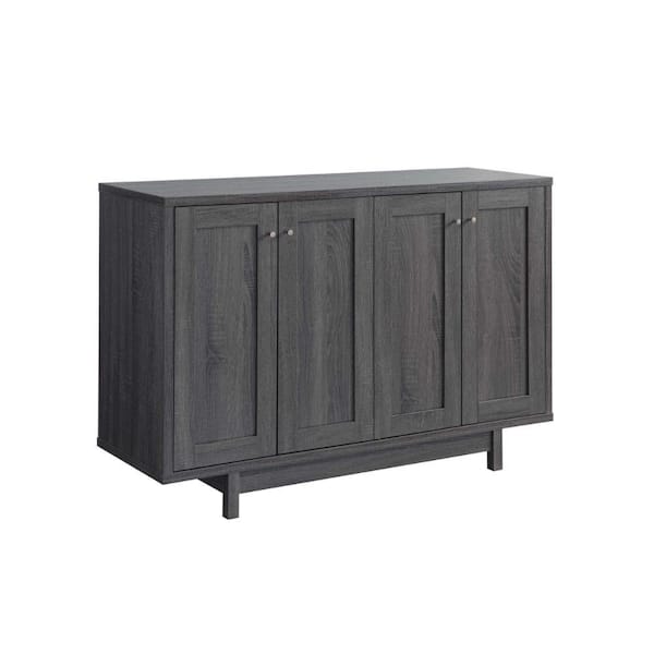 Benjara Gray Wood Top 15.25 in. Sideboard with 4 Doors and 6 Shelves