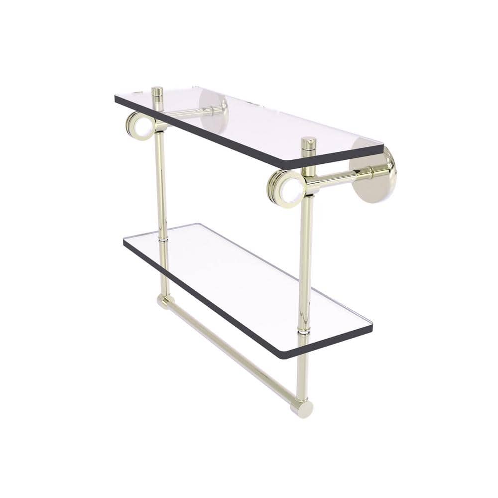 Clearview Collection 16 Inch Double Glass Shelf with Towel Bar and Dotted Accents in Polished Nickel price history on PriceWatchPro