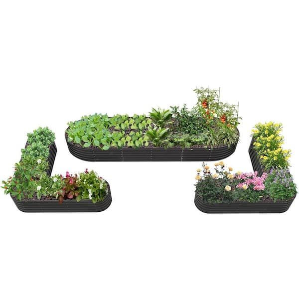 3-Pack Large Quartz Grey Deep Root Galvanized Steel Raised Garden Beds Planter Boxes