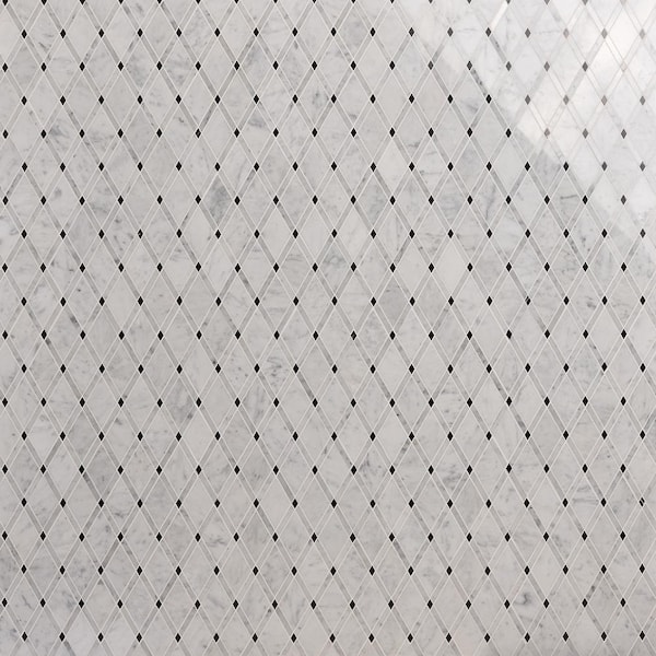 Grand Pavo Carrera Blend 11 in. x 12 in. x 10 mm Polished Marble Mosaic Tile