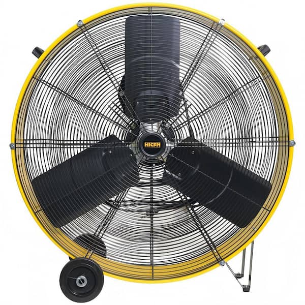 30 in. Heavy Duty Industrial DC Drum Fan in Yellow, Variable Speed Commercial or Industrial Fan