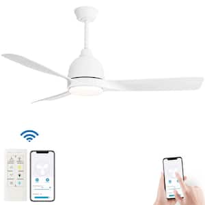 54 in. Indoor/Outdoor Smart White Ceiling Fan with LED light and 6-Speed Remote&APP Control