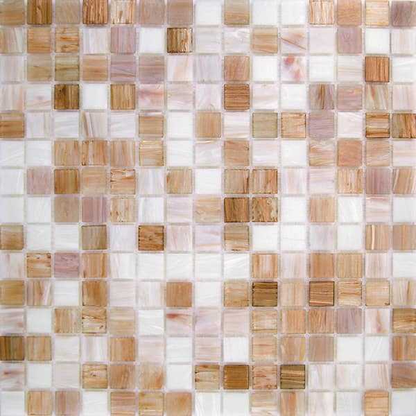 Apollo Tile Mingles 12 in. x 12 in. Glossy Beige and White Glass Mosaic Wall and Floor Tile (20 sq. ft./case) (20-pack)