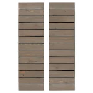 14 in. x 84 in. Wood Horizontal Slat Stone Gray Board and Batten Shutters Pair