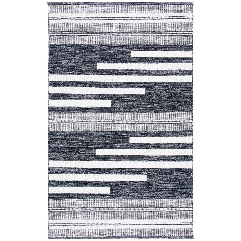 Striped Kilim Ivory Black Doormat 3 ft. x 5 ft. Striped Area Rug price history on PriceWatchPro