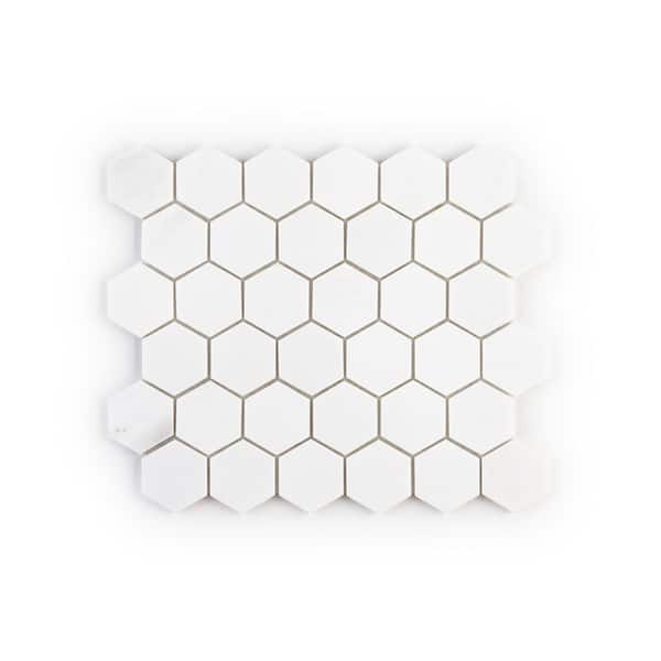 Mink Hexagon Thassos White 10 in. x 12 in. Hex Polished Marble Wall and Floor Mosaic Tile (8.36 sq. ft./Case)