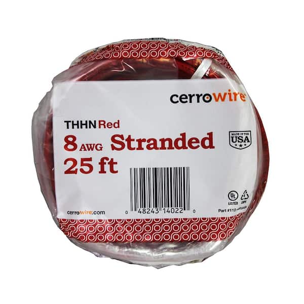 Cerrowire 500 ft. 8 Gauge Red Stranded Copper THHN Wire 112-4003J - The  Home Depot