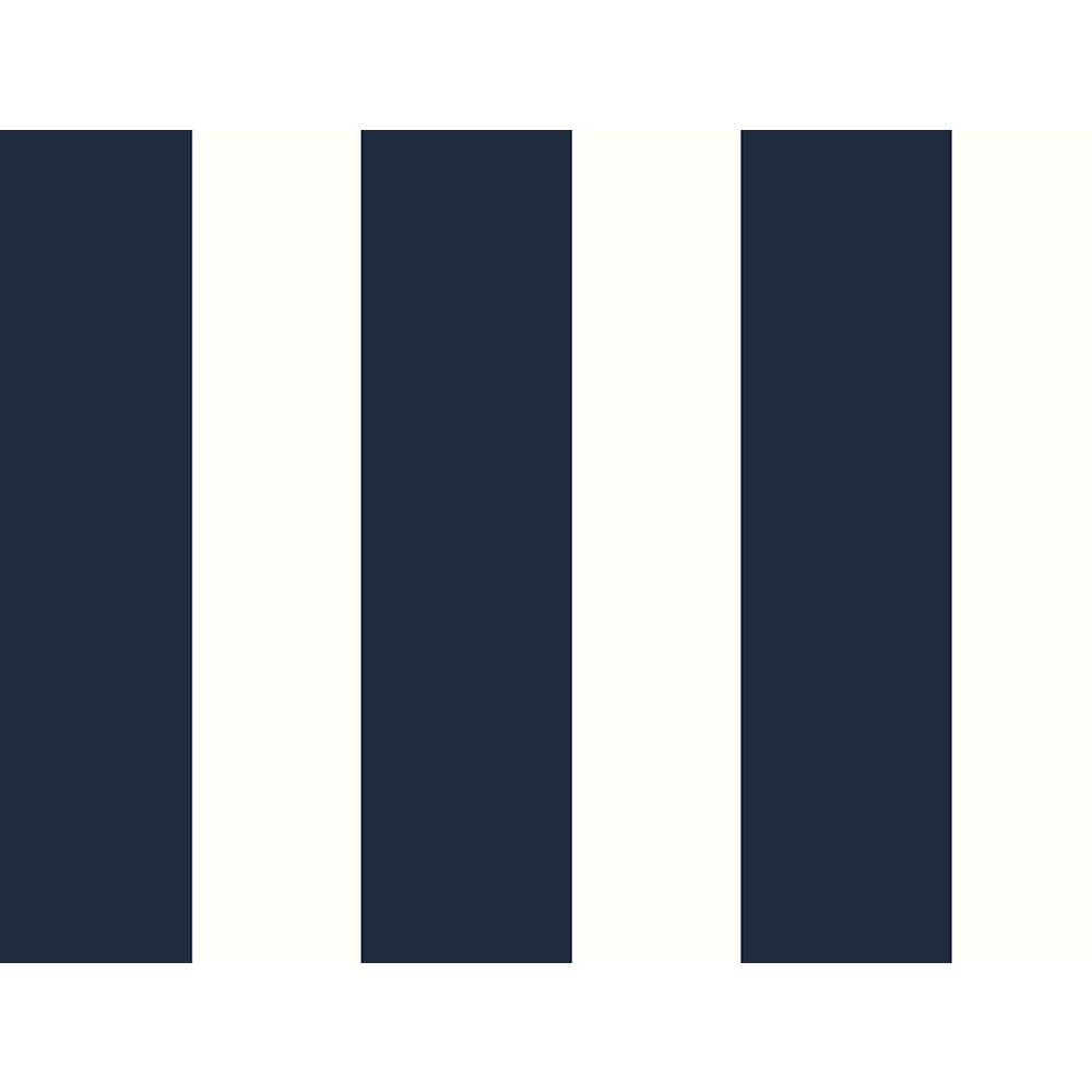 Midnight Blue and White Striped Peel & Stick Vinyl Wallpaper