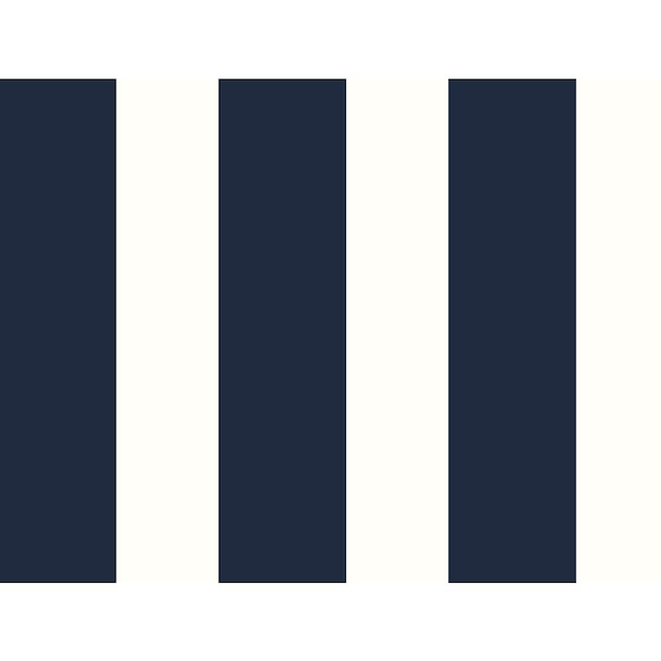 LILLIAN AUGUST Luxe Haven Midnight Blue and White Designer Stripe Peel and Stick Wallpaper (Covers 40.5 sq. ft.)