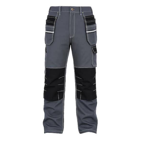 Unisex 32 in. W x 30 in. Gray Polyester/Cotton Heavy-Duty Work Pants
