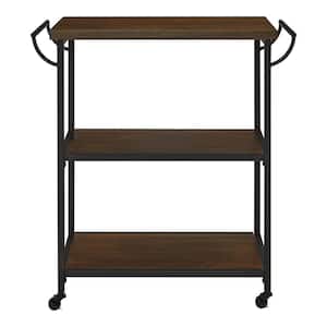 Blake 3-Tier Kitchen Cart with Industrial Black Metal Frame and Walnut Accent Shelving (35" W)
