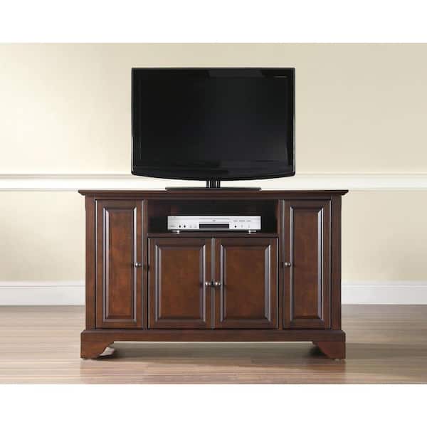 CROSLEY FURNITURE LaFayette 48 in. Mahogany Wood TV Stand Fits TVs Up to 50 in. with Storage Doors