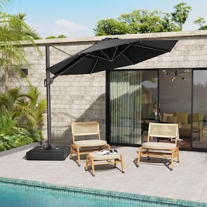 10 ft. x 10 ft. Round Heavy-Duty 360-Degree Rotation Cantilever Patio Umbrella in Black
