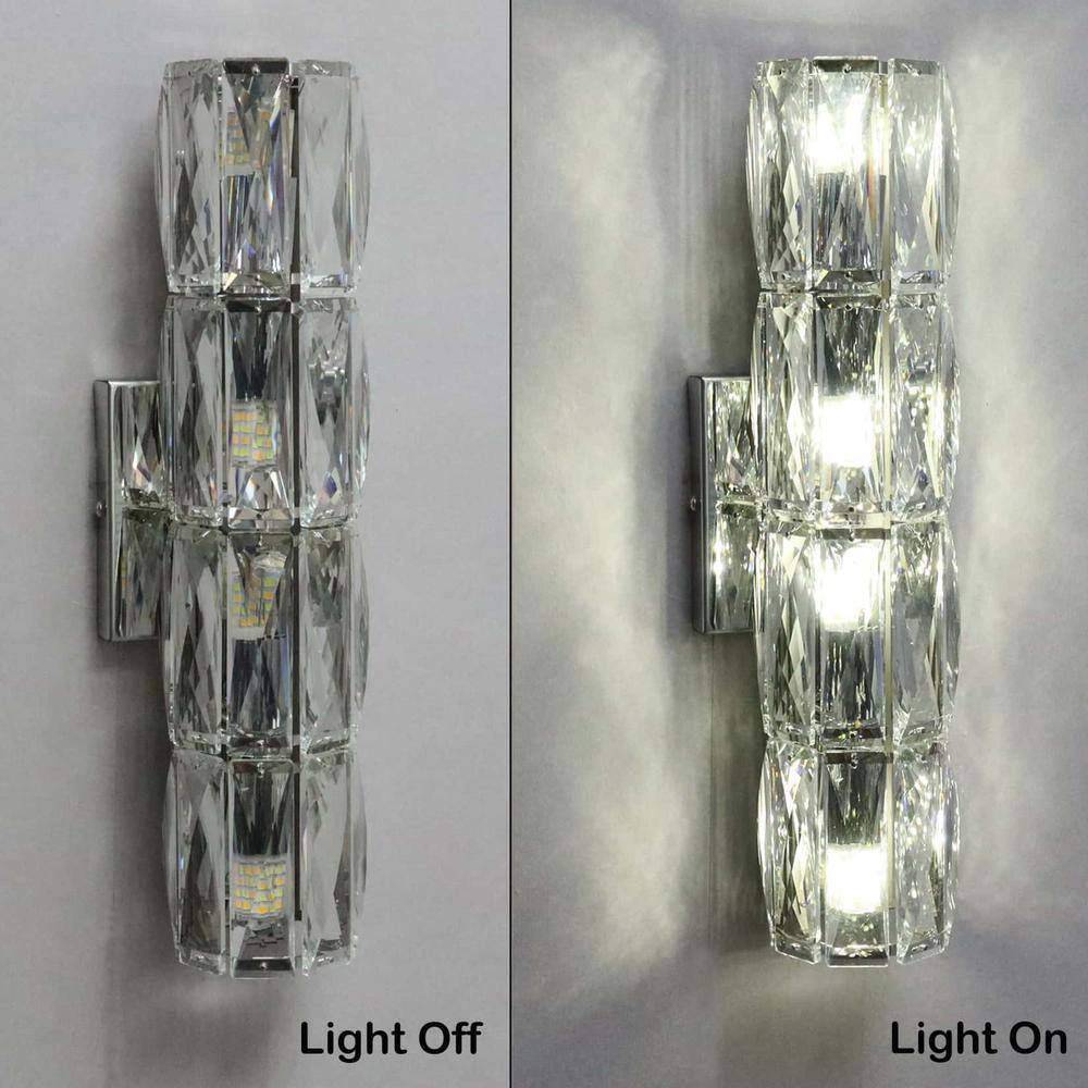 Chrome Crystal 4-Light Tube Wall Sconce