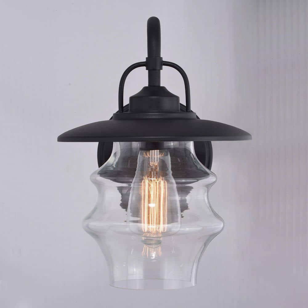 Glenn Vintage Coastal Charm Textured Black Outdoor Lantern