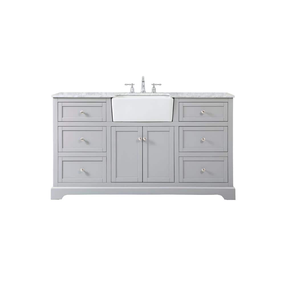 Simply Living 60 in. W x 22 in. D x 34.75 in. H Bath Vanity in Grey with Ca
