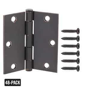 3-1/2 in. Square Corner Oil-Rubbed Bronze Door Hinge Value Pack (48-Pack)