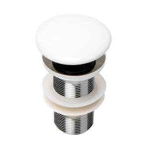 2.88 in. Brass Pop-Up Drain for Bathroom Sink in White without Overflow