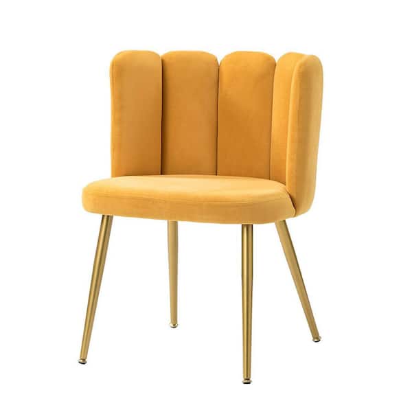 ARTFUL LIVING DESIGN Yginio Mustatrd Velvet Side Chair with Metal Legs