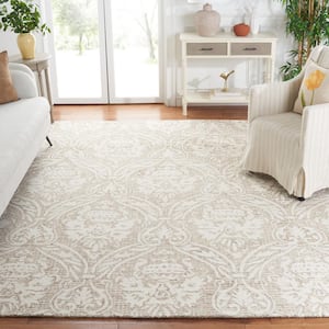 Abstract Ivory/Beige 8 ft. x 10 ft. Damask Area Rug