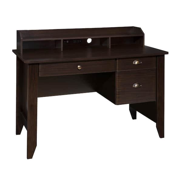 Photo 1 of 48 in. Rectangular Espresso 3 Drawer Executive Desk with File Storage