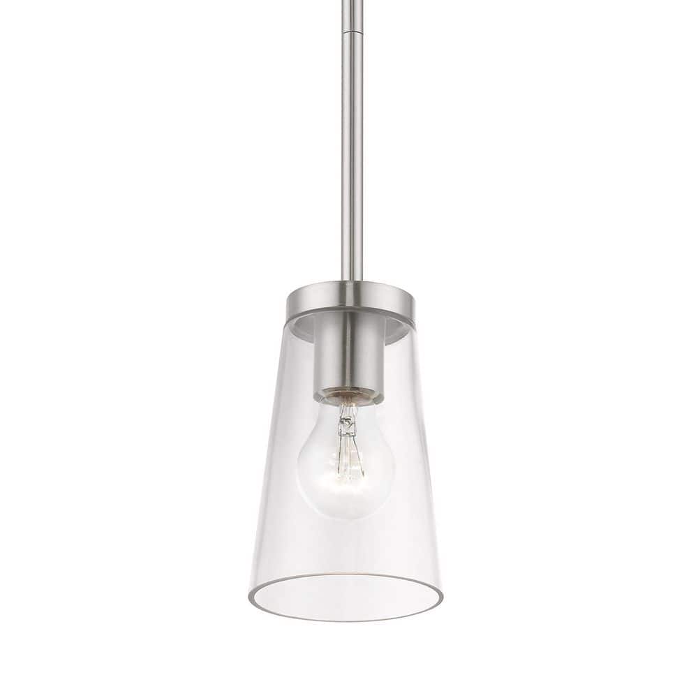 Brushed Nickel Mini Pendant with Clear Glass Shade