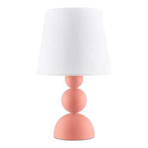 Sweetoak 14 in. 1-Light Pink Resin Table Lamp with Fabric Drum Shade