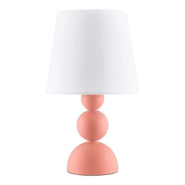 Sweetoak 14 in. 1-Light Pink Resin Table Lamp with Fabric Drum Shade