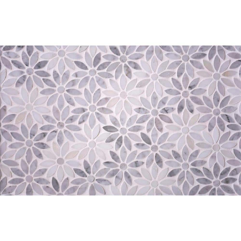 Gray and White 4 in. x 5 in. Floral Polished Marble Mosaic Tile Sample (0.13 sq. ft./Piece) price history on PriceWatchPro