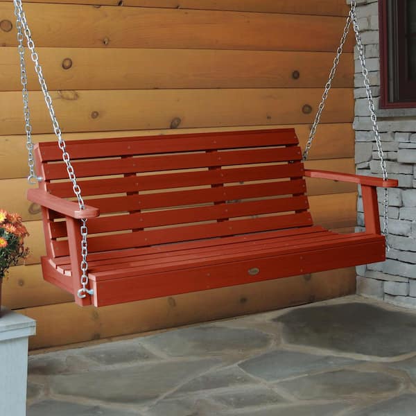 Highwood Weatherly 60 in. 2-Person Rustic Red Recycled Plastic Porch Swing