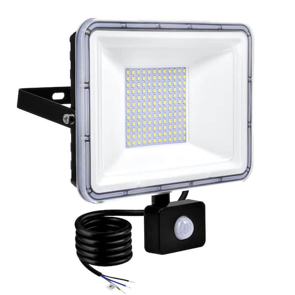 TYCOLIT 100-Watt 120-Degree Black Motion Activated Integrated LED Outdoor Flood Light