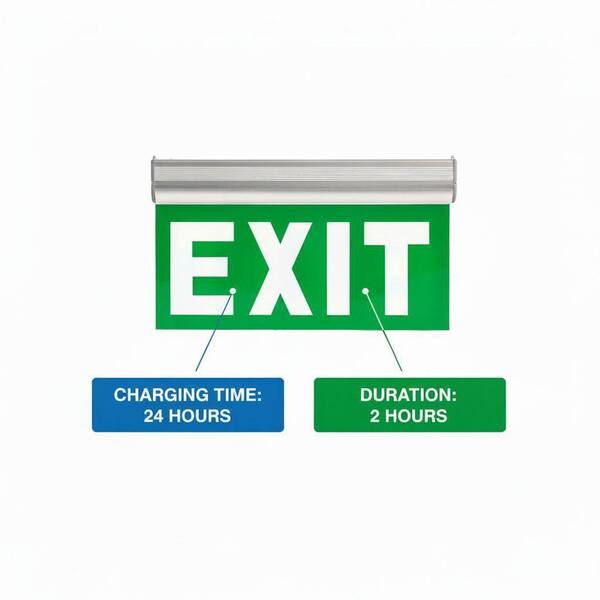 YANSUN Modern 3W Green LED Edge Lit Exit Sign, Clear Acrylic and