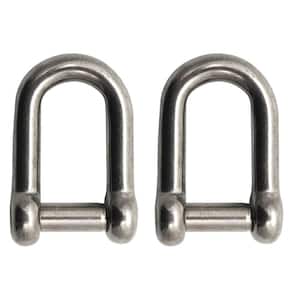 2-Pack 3/8 Extreme Max 3006.8399.2 Stainless Steel D Shackle with No-Snag Pin 