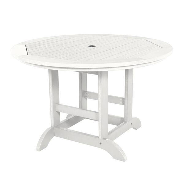 Highwood White Round Recycled Plastic Outdoor Dining Table AD DRT48 WHE The Home Depot