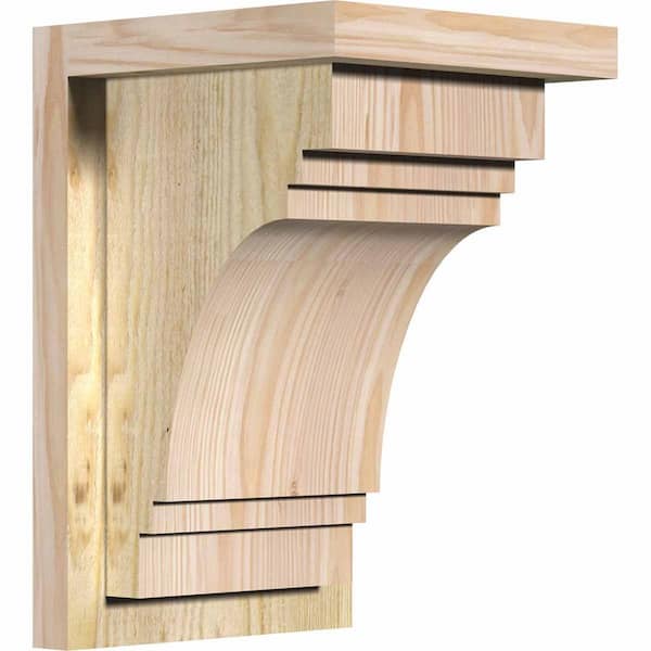 Ekena Millwork 8 in. x 8 in. x 12 in. Douglas Fir Pescadero Rough Sawn Corbel with Backplate