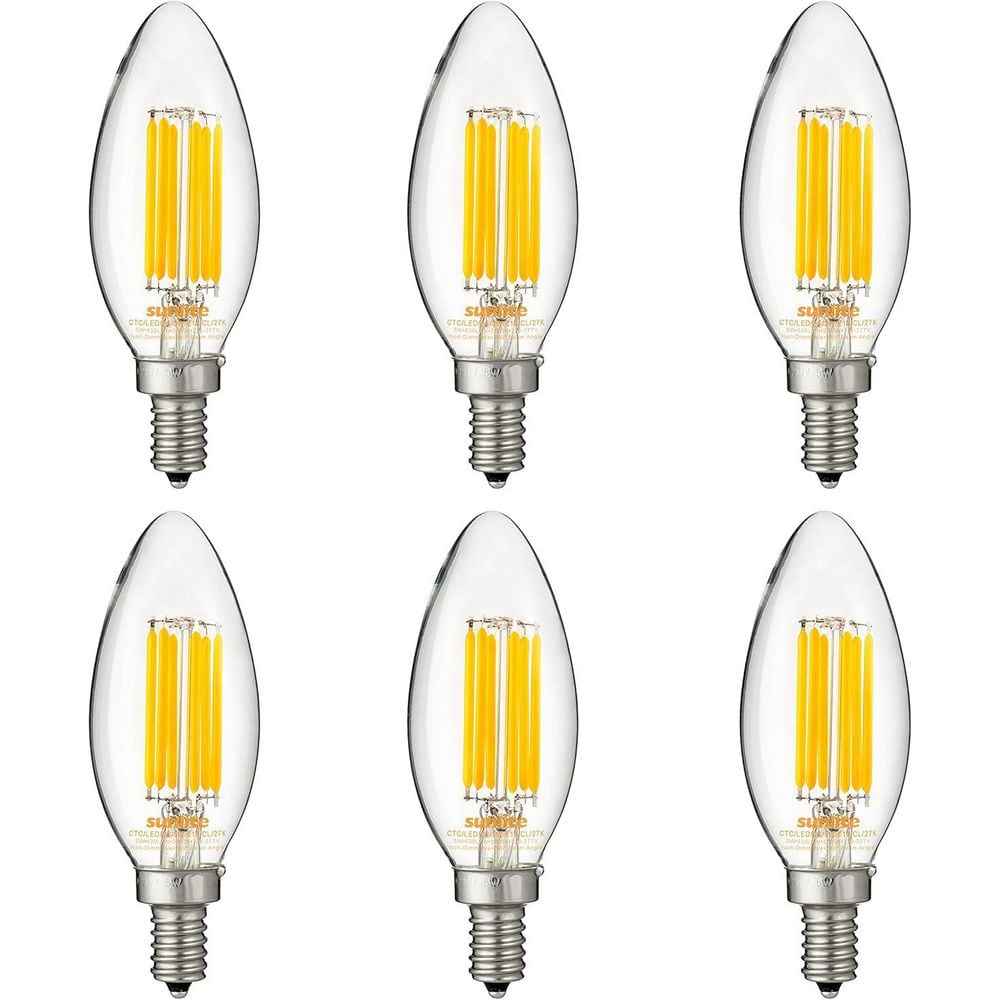 60-Watt Equivalent B11 Torpedo Tip Chandelier Edison E12 Base Clear Glass LED Light Bulb in Soft White 2700K (6-Pack) price history on PriceWatchPro
