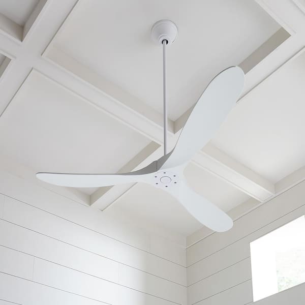 Maverick 60 in. Modern Indoor/Outdoor Matte White Ceiling Fan with White Blades, DC Motor and 6-Speed Remote Control