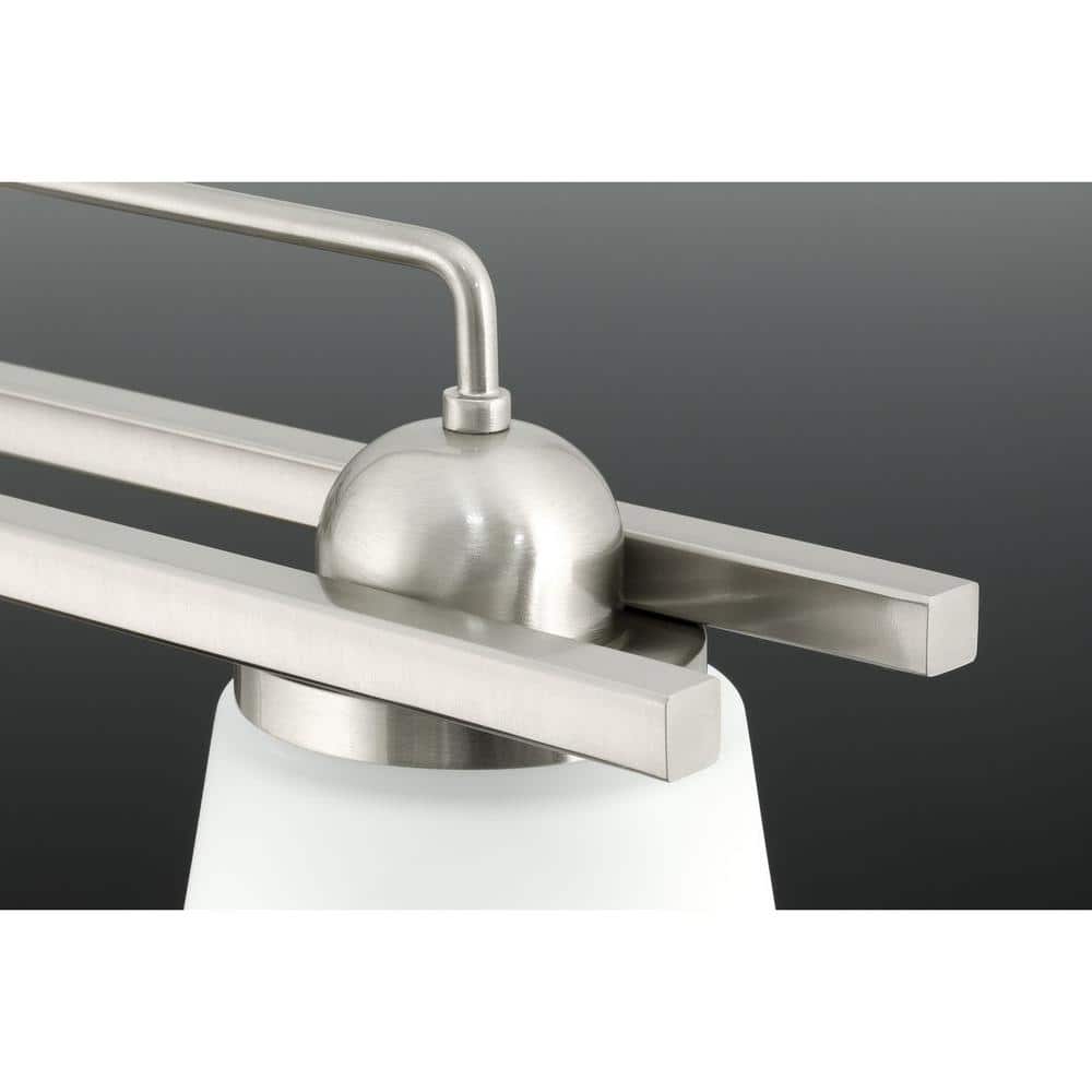 Brushed Nickel 3-Light Bath Vanity with Etched Glass Shades