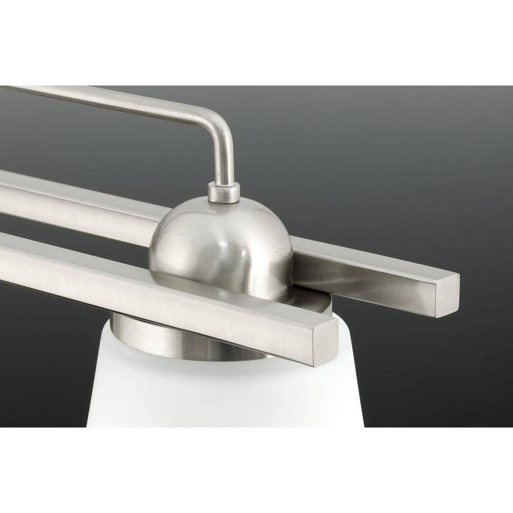 Brushed Nickel Cylinder Wall Sconce with Etched Glass Shade