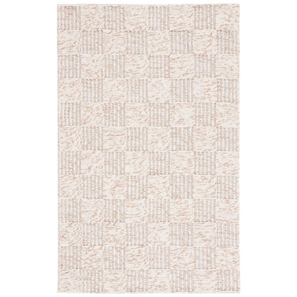 Natura 4 ft. x 6 ft. Brown/Ivory High-Low Checkered Area Rug