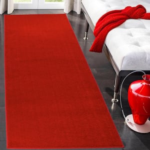 Solid Euro Red 26 in. x 7 ft. Your Choice Length Stair Runner