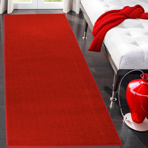 Solid Euro Red 31 in. x 20 ft. Your Choice Length Stair Runner