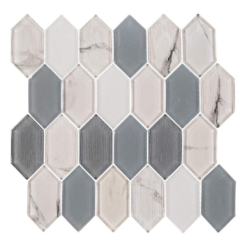 Astor Waldorf Dark Gray/Gray/White 5 in. x 6.5 in. Geometric Smooth Glass M