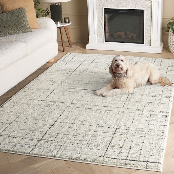 SAFAVIEH Northport 9 ft. x 12 ft. Ivory/Charcoal Abstract Grid