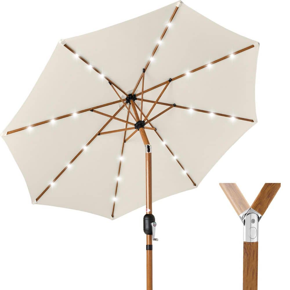 10 ft. Solar LED Lighted Tilt Patio Umbrella with UV-Resistant Fabric in Ivory price history on PriceWatchPro