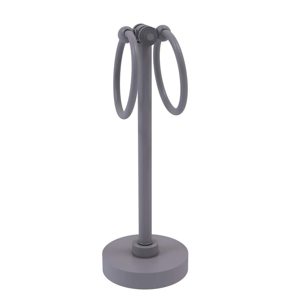 Matte Gray Dual Ring Countertop Towel Stand