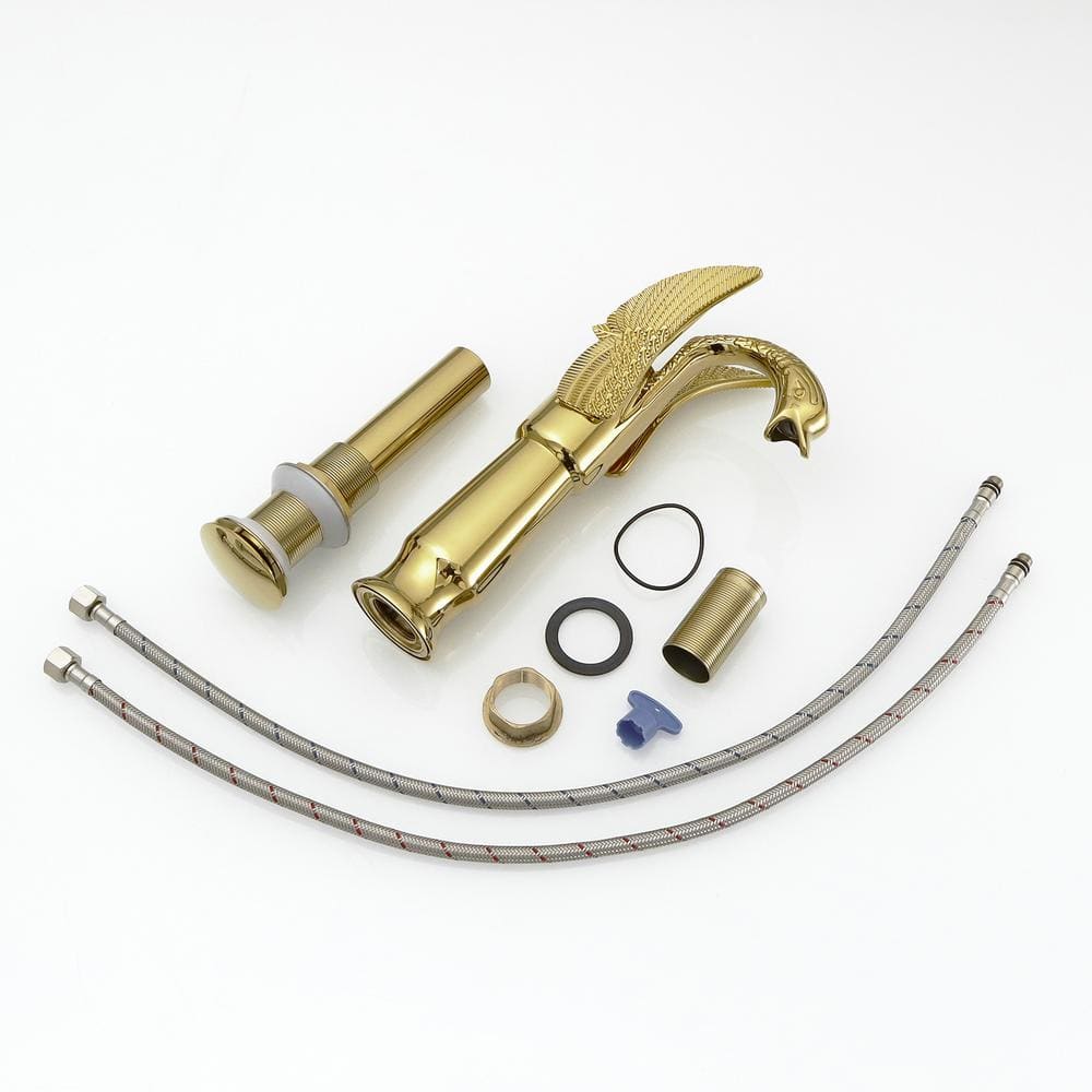 Polished Gold Swan Single Handle Vessel Sink Faucet