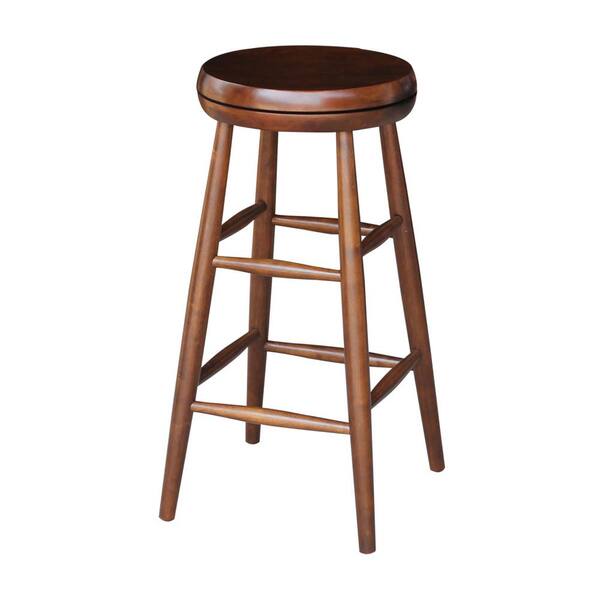 International Concepts Scooped Seat 30 in. Espresso Swivel Bar Stool